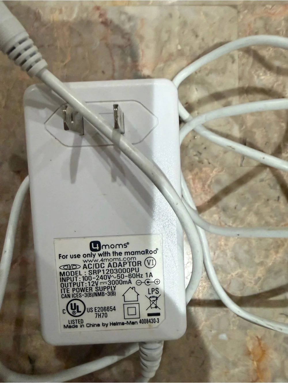 4 moms manors swing Power Adapter with Attached DC Cable - White